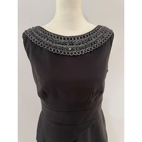 Connected Apparel Black  Dress Embellished Neckline Sleeveless Cocktail size 6 - Picture 4 of 4